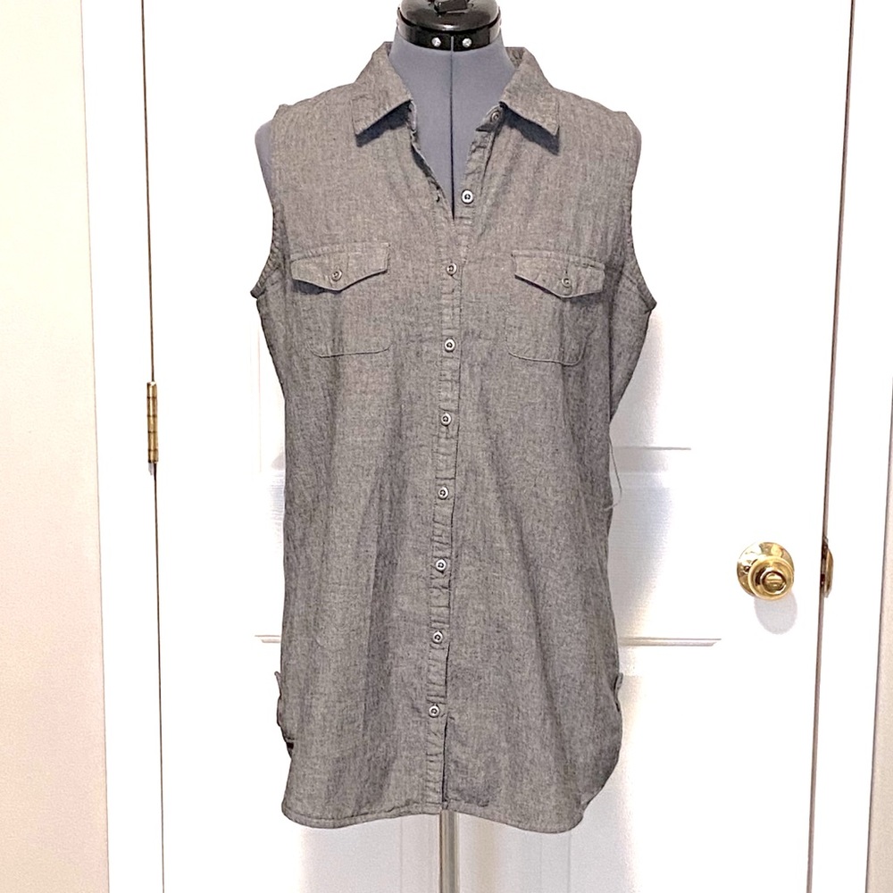 Street Flower grey denim button up L 138